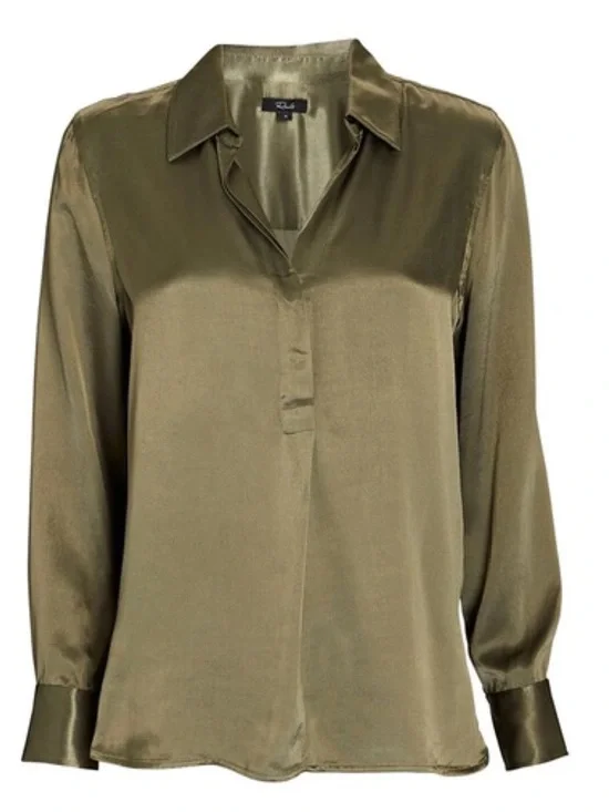 NEW RAILS Nissa Collared Pullover Top In Olive Green - Picture 7 of 7